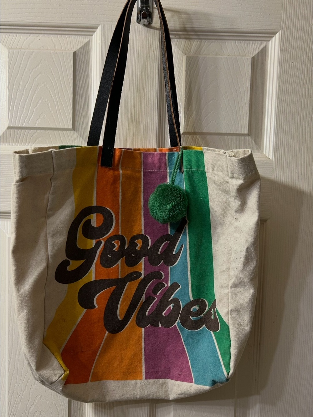 Good Vibes Canvas Tote Shoulder Bag in Multicolor